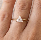 Solitaire Triangle Moissanite Engagement Ring, Yellow Gold Proposal Ring