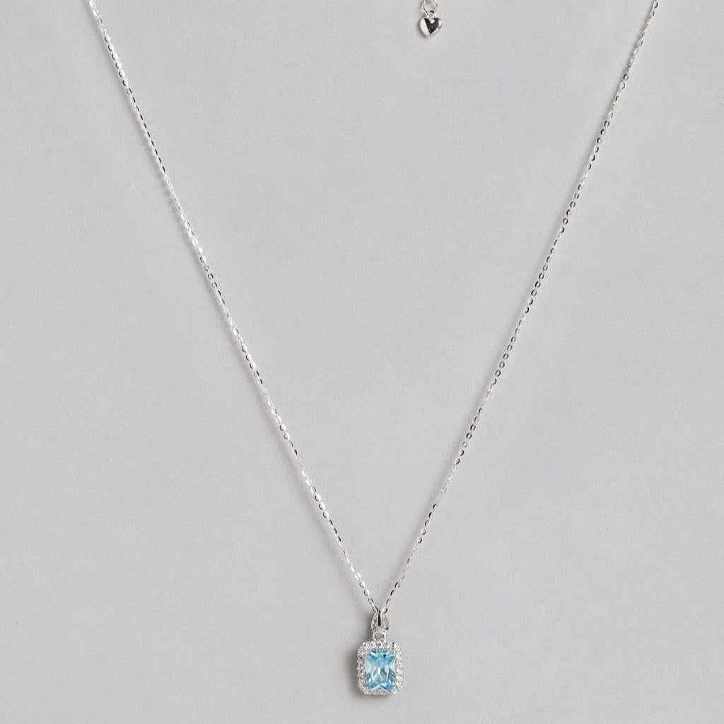 Blue Solitaire 925 Sterling Silver Necklace