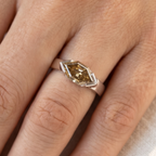 2.00 CT Dutch Marquise Yellow Moissanite Engagement Ring, East West Set Wedding Ring, Half Bezel Solitaire Ring, Wide Band Ring, V Prong