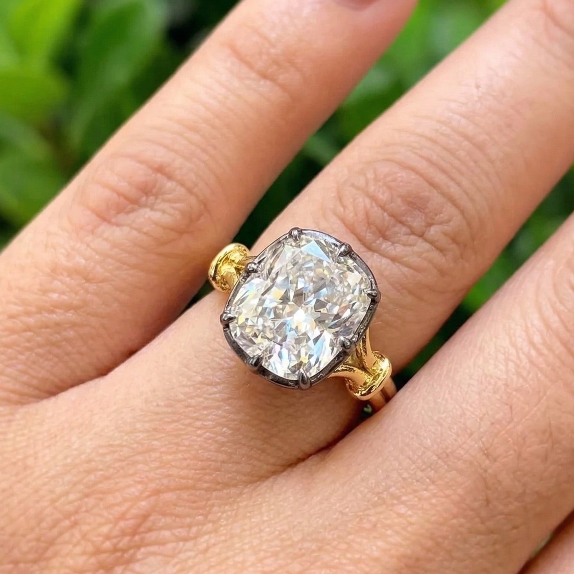 Georgian Cushion Moissanite Engagement Ring, 10K Yellow Gold Victorian Style Wedding Ring, Solitaire Proposal Ring, Bridesmaid Ring