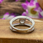 Round Moissanite Halo Engagement Ring, Pavé Split Shank Solitaire Ring
