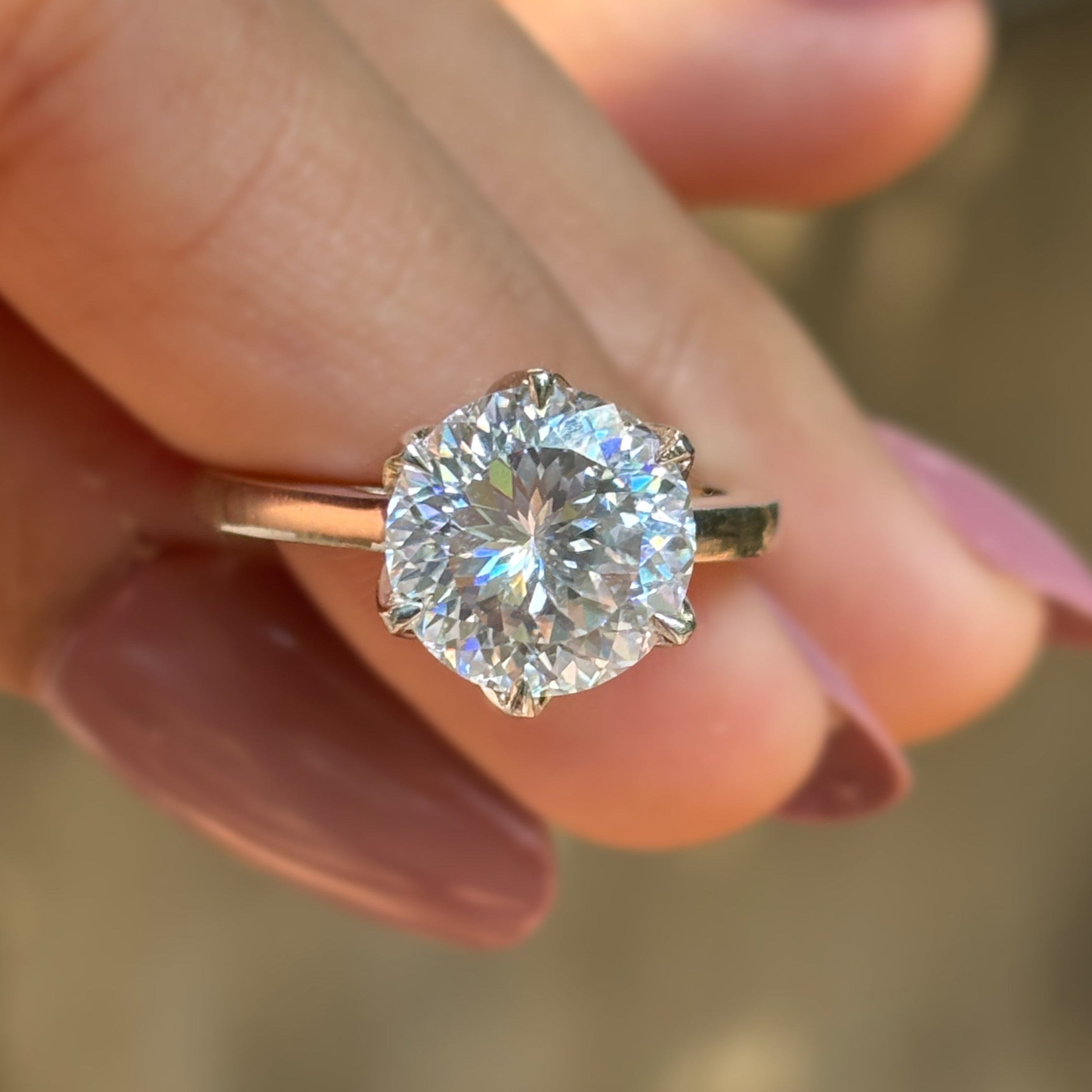6.50 CT Portuguese Cut Moissanite Engagement Ring, Solitaire Wedding Ring, Six Claw Prongs Tulip Setting Ring, Promise Ring, Gift for Her