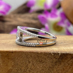 Round Moissanite Halo Engagement Ring, Pavé Split Shank Solitaire Ring