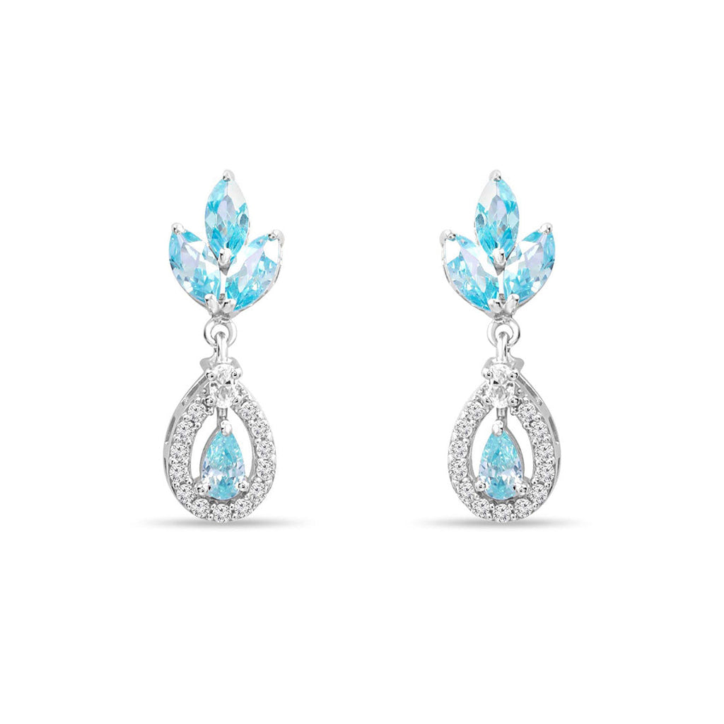 Teardrop Rhodium Plated 925 Sterling Silver Earrings