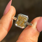 Radiant Cut Yellow Moissanite Engagement Ring, 3.00 CT Radiant Cut Wedding Ring, Bezel Set Solitaire Ring, Anniversary Gift for Her