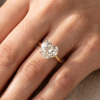 3ct heart cut colorless moissanite solitaire engagement ring in 14K yellow gold — 4-prong handcrafted fine jewelry