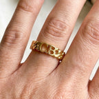 Solid Gold Cuban Link Ring, Initial Name Ring, Cuban Link Ring, Stackable Ring, Personalized Ring, Promise Ring, Dainty Name Ring