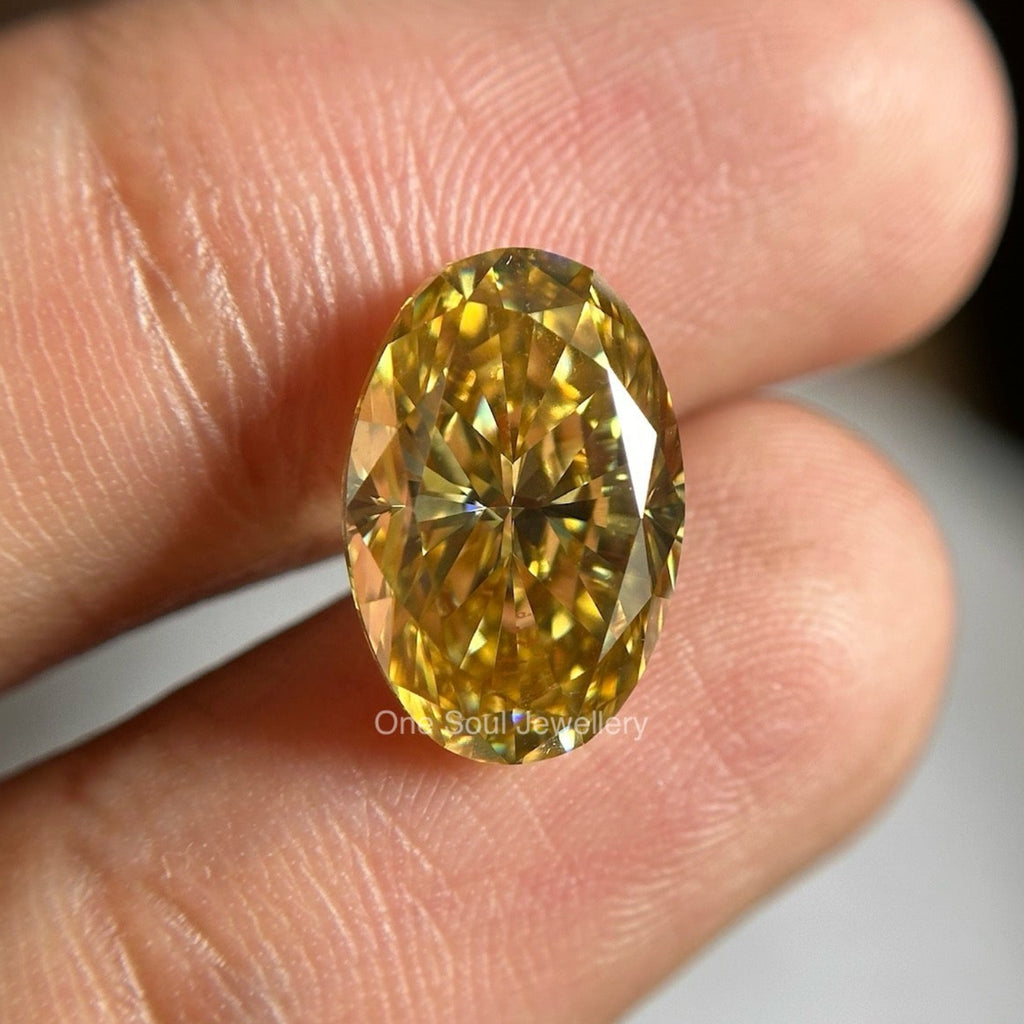 5.00 CT Canary Yellow Oval Crushed Ice Moissanite, Brilliant Fancy Loose Stone for Engagement Ring, Custom Fine Jewelry, Anniversary Gift