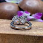 Toi et moi moissanite engagement ring with heart and pear cut stones in 14K white gold