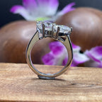 Toi et moi moissanite engagement ring with heart and pear cut stones in 14K white gold