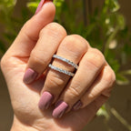 Champagne Princess Moissanite Bridal Ring Set, Eternity Matching Band, Engagement Ring with Wedding Band Set, Stackable Bands, 14K Gold Set