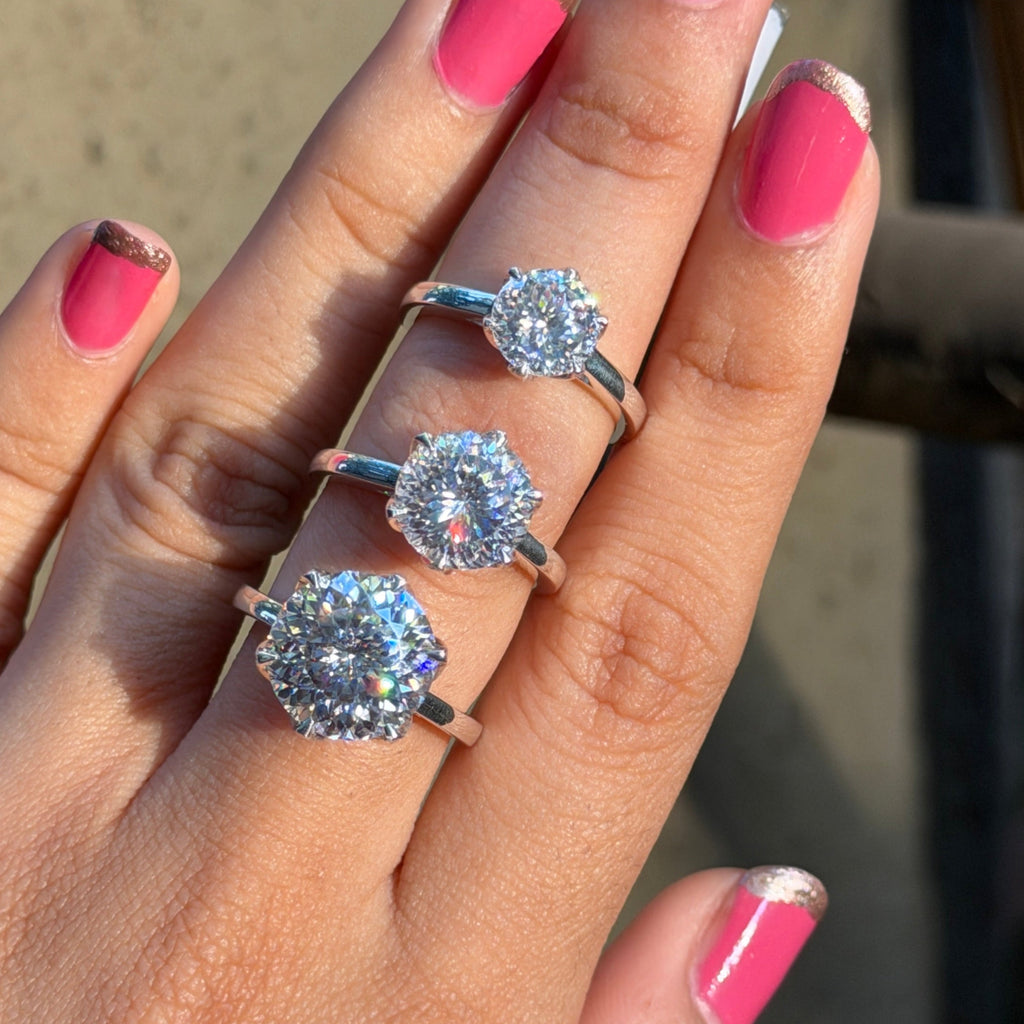 Solitaire Portuguese Cut Engagement Ring, Tulip Basket Set Wedding Ring, White Gold Ring, Proposal Ring, Claw Prong, Anniversary Gift Ring