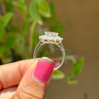 Vintage Portuguese Cut Yellow Moissanite Halo Engagement Ring, Snowflake Wedding Ring, Round & Baguette Cluster Ring, Proposal Ring for Her