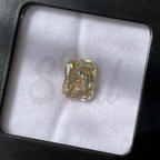 5.50 CT Radiant Cut Yellow Moissanite Loose Gemstone, Ice Crushed Radiant Yellow Diamond for Engagement Ring, Radiant Cut Bridal Set Ring