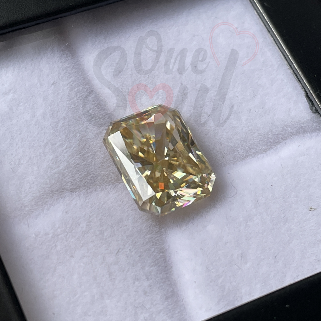 5.50 CT Radiant Cut Yellow Moissanite Loose Gemstone, Ice Crushed Radiant Yellow Diamond for Engagement Ring, Radiant Cut Bridal Set Ring