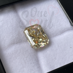 5.50 CT Radiant Cut Yellow Moissanite Loose Gemstone, Ice Crushed Radiant Yellow Diamond for Engagement Ring, Radiant Cut Bridal Set Ring