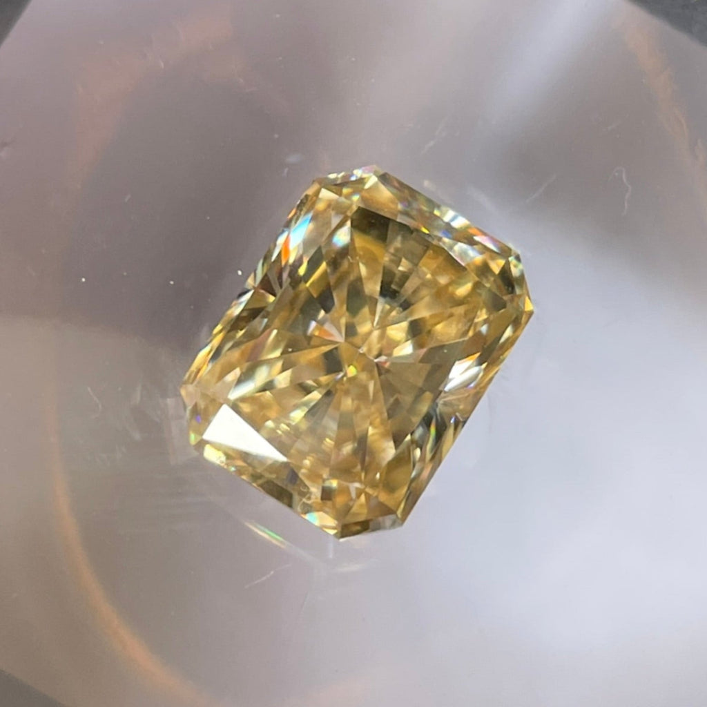 5.50 CT Radiant Cut Yellow Moissanite Loose Gemstone, Ice Crushed Radiant Yellow Diamond for Engagement Ring, Radiant Cut Bridal Set Ring