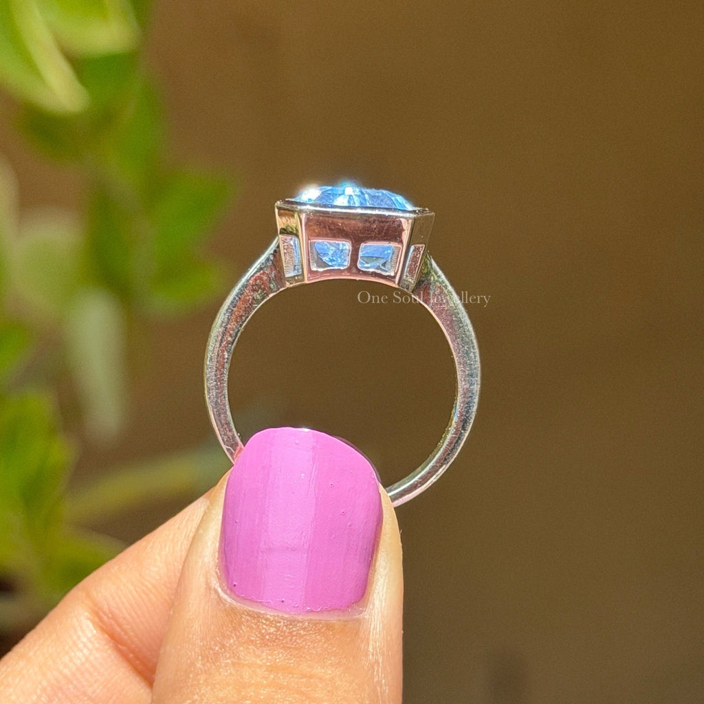 6.00 CT Triangle Cut Aquamarine Engagement Ring, Antique Aquamarine Wedding Ring, Bezel Set, Promise Ring, Bridesmaid Ring, March Birthstone