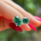 Dark green oval moissanite toi et moi engagement ring in 14K gold