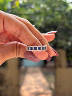 Lab Blue Sapphire Baguette Band, Eternity Wedding Band, Classic Moissanite Stackable Band, Promise Band, Art Deco Band