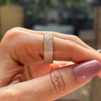 4 Row Pave Moissanite Eternity Band, 14K Solid Gold Band, Diamond Pave Set Wedding Band, Stackable Band, Anniversary Gift for Her