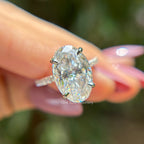 6.50 CT Oval Cut Colorless Moissanite Engagement Ring, Hidden Halo Wedding Ring, Claw Prong Proposal Ring, Solid Yellow/White/Rose Gold Ring