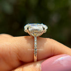 6.50 CT Oval Cut Colorless Moissanite Engagement Ring, Hidden Halo Wedding Ring, Claw Prong Proposal Ring, Solid Yellow/White/Rose Gold Ring
