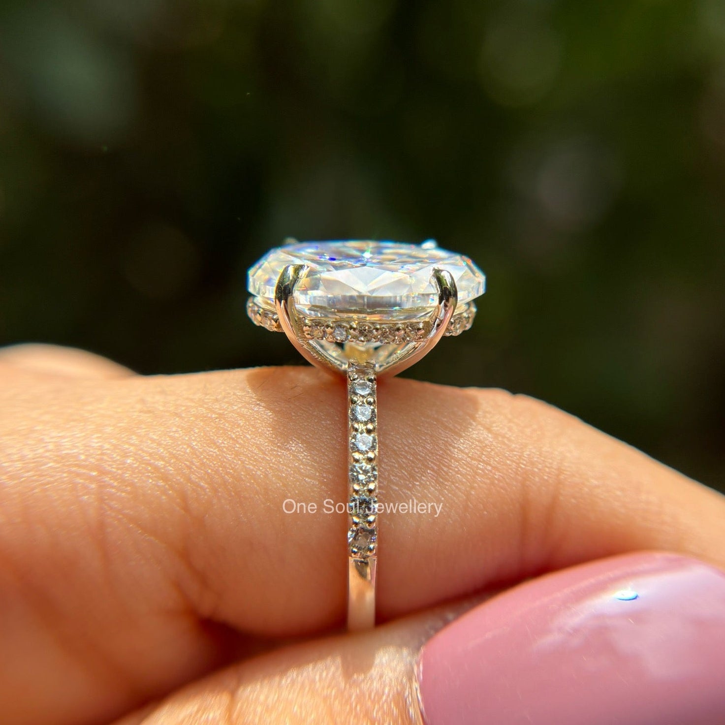 6.50 CT Oval Cut Colorless Moissanite Engagement Ring, Hidden Halo Wedding Ring, Claw Prong Proposal Ring, Solid Yellow/White/Rose Gold Ring