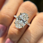 6.50 CT Oval Cut Colorless Moissanite Engagement Ring, Hidden Halo Wedding Ring, Claw Prong Proposal Ring, Solid Yellow/White/Rose Gold Ring
