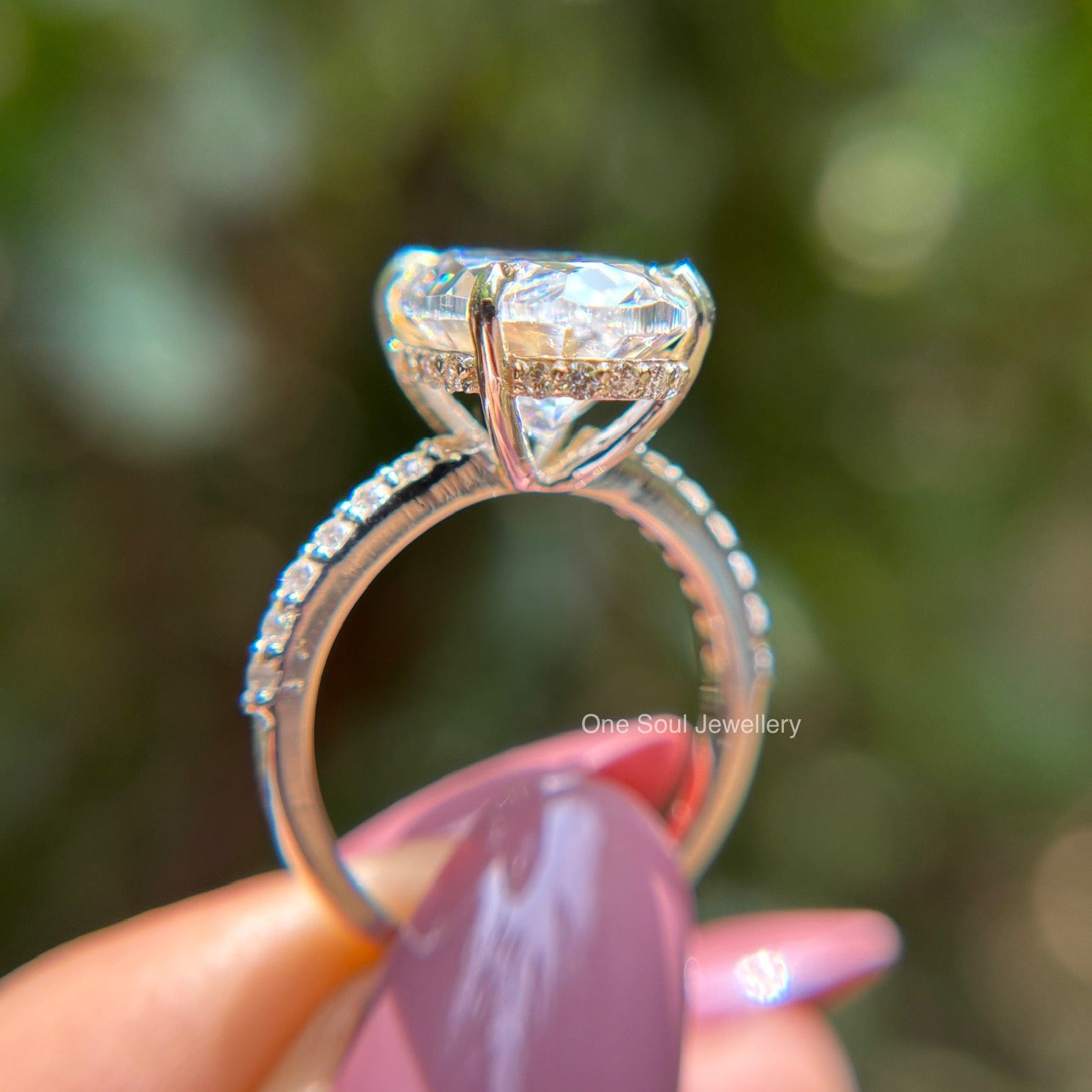 6.50 CT Oval Cut Colorless Moissanite Engagement Ring, Hidden Halo Wedding Ring, Claw Prong Proposal Ring, Solid Yellow/White/Rose Gold Ring