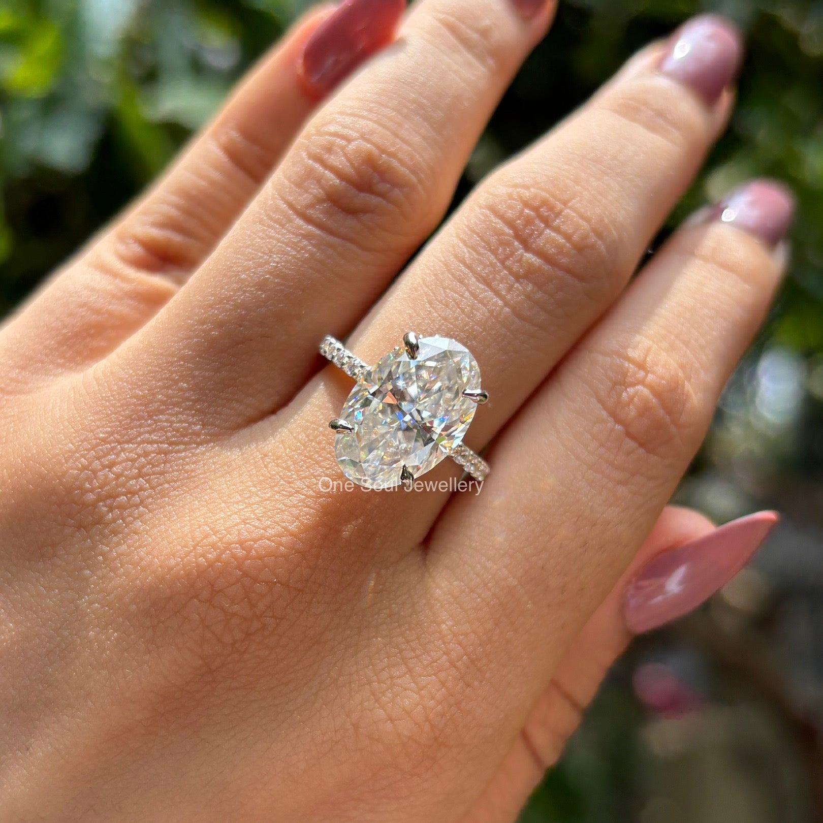 6.50 CT Oval Cut Colorless Moissanite Engagement Ring, Hidden Halo Wedding Ring, Claw Prong Proposal Ring, Solid Yellow/White/Rose Gold Ring
