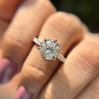 3.50 CT Old European Cut Moissanite Engagement Ring with Vintage Pave Setting and Round Colorless Center Stone