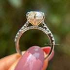 3.50 CT Old European Cut Moissanite Engagement Ring with Vintage Pave Setting and Round Colorless Center Stone