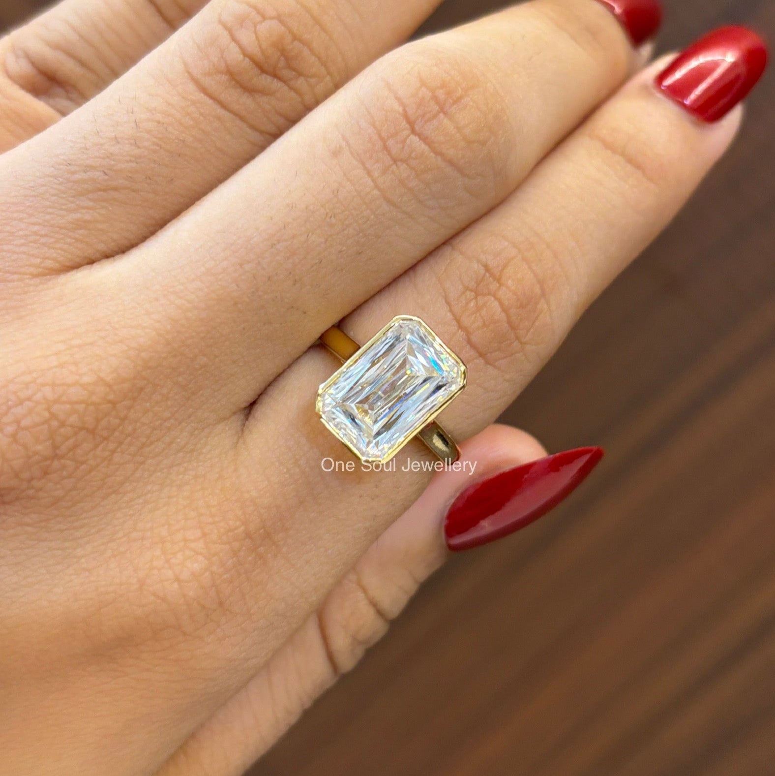 5.20 CT Criss Cut Moissanite Engagement Ring, Bezel Set Wedding Ring, Cathedral Set Solitaire Ring, Bridal Ring, Promise Ring for Her