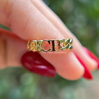 Solid Gold Cuban Link Ring, Initial Name Ring, Cuban Link Ring, Stackable Ring, Personalized Ring, Promise Ring, Dainty Name Ring