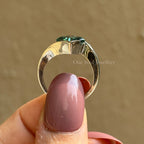 3.00 CT Asscher Dark Green Moissanite Engagement Ring, Bypass Shank Bezel et Ring, 10K White Gold Wedding Ring, Square Cut Diamond Ring