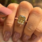 Radiant Cut Yellow Moissanite Engagement Ring, 3.00 CT Radiant Cut Wedding Ring, Bezel Set Solitaire Ring, Anniversary Gift for Her