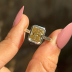 Radiant Cut Yellow Moissanite Engagement Ring, 3.00 CT Radiant Cut Wedding Ring, Bezel Set Solitaire Ring, Anniversary Gift for Her