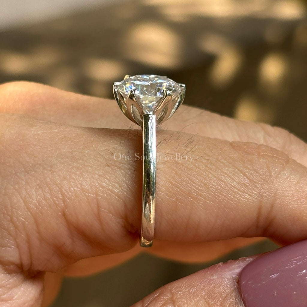 6.50 CT Portuguese Cut Moissanite Engagement Ring, Solitaire Wedding Ring, Six Claw Prongs Tulip Setting Ring, Promise Ring, Gift for Her