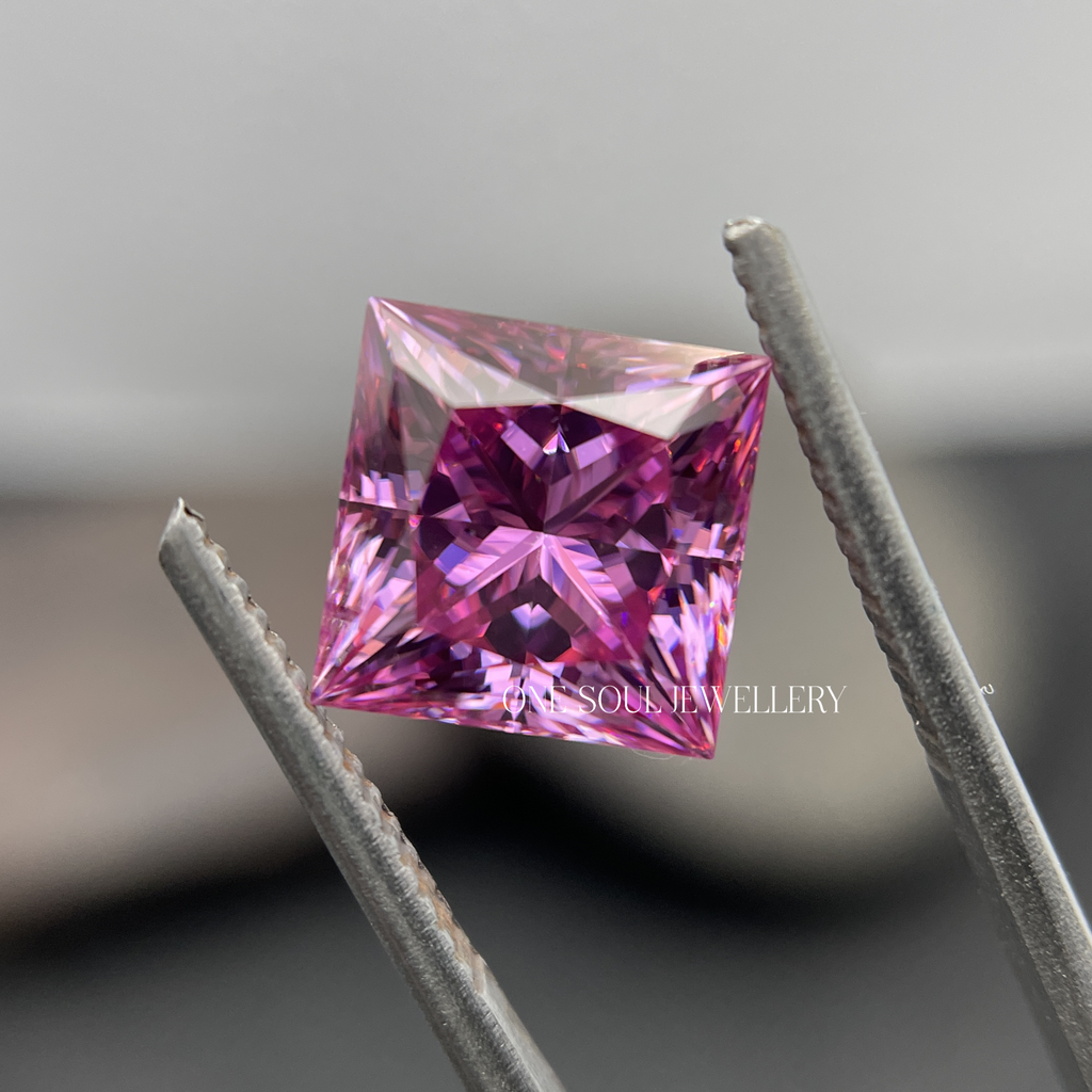 Princess Cut Pink Loose Moissanite, Full Brilliance and Fire Moissanite, Stone for Engagement Ring, Anniversary Gifts for Her, Loose Diamond
