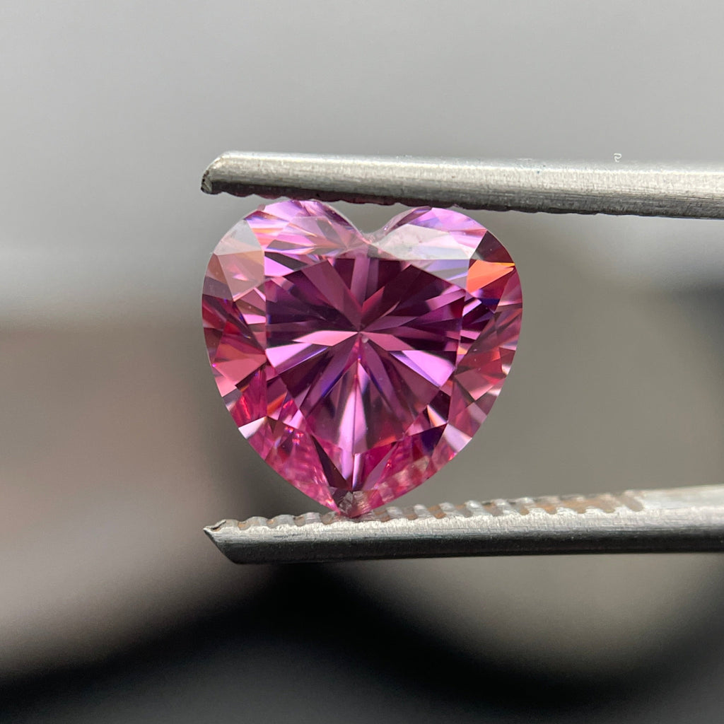 Pink Heart Shape Loose Moissanite / 9MM x 9MM Heart Pink Moissanite / Fancy Moissanite For Jewelry / Sparkling Gemstone for Customized Jewel
