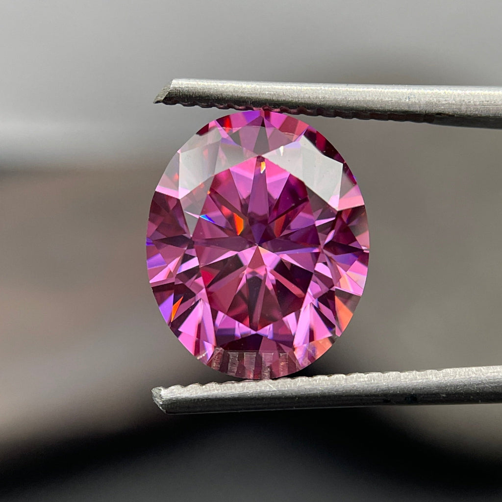 Oval Shape Pink Color VVS Loose Moissanite / 10MM x 12MM Oval Pink Moissanite for Jewelry, Necklace, Engagement Ring / Fancy Moissanite Gift
