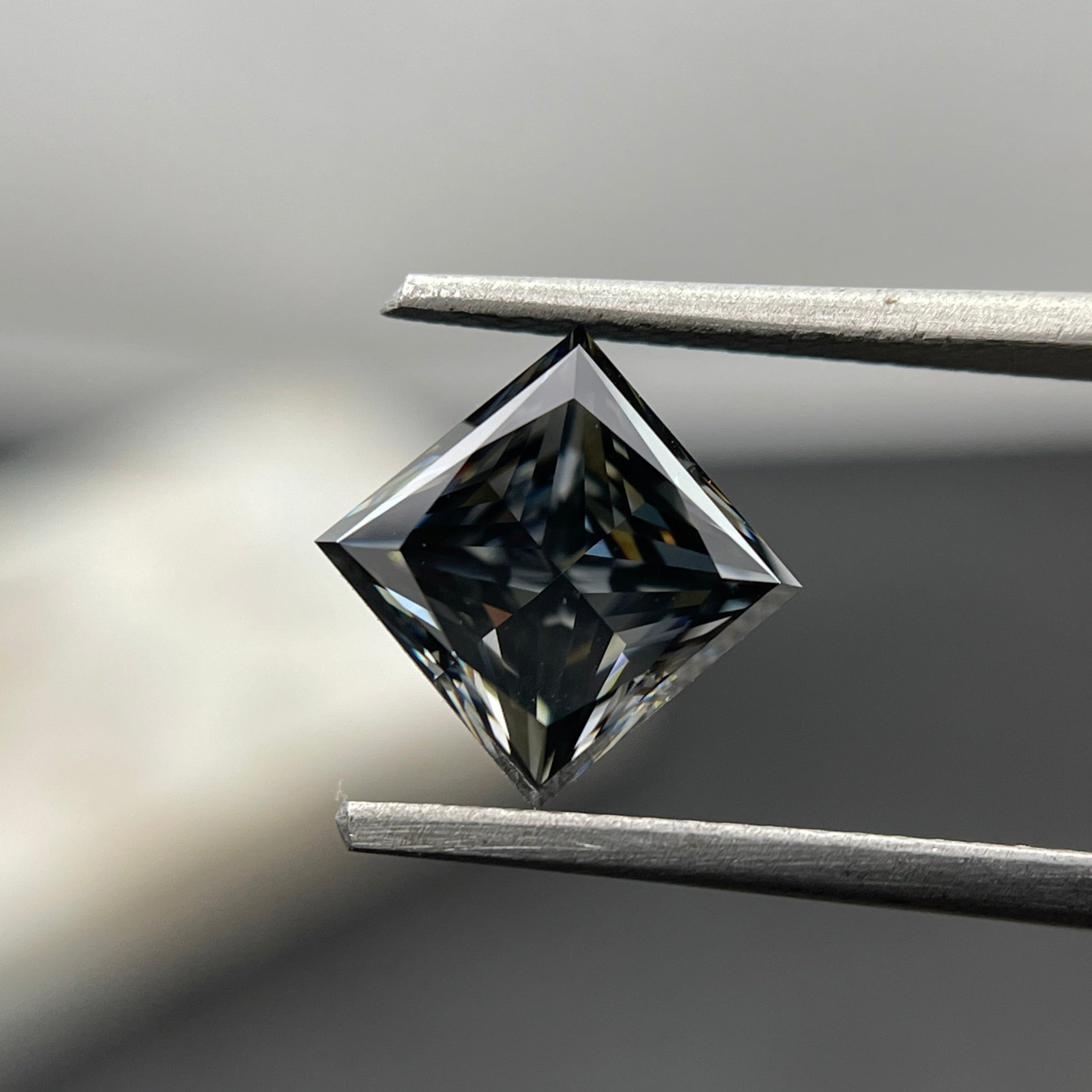 1.00 to 5.00 CT Dark Grey Princess Cut Loose Moissanite Stone. Fancy Grey Moissanite for Engagement Ring. Wholesale Price. VVS1 Grade Stone