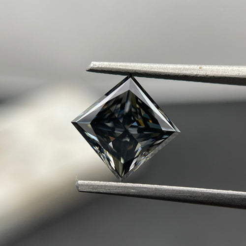1.00 to 5.00 CT Dark Grey Princess Cut Loose Moissanite Stone. Fancy Grey Moissanite for Engagement Ring. Wholesale Price. VVS1 Grade Stone