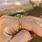 Dark Green Marquise Cut Moissanite Engagement Ring, 2.00 CT Solitaire Wedding Ring, 10K Yellow Gold Ring, Claw Prongs, Proposal Ring
