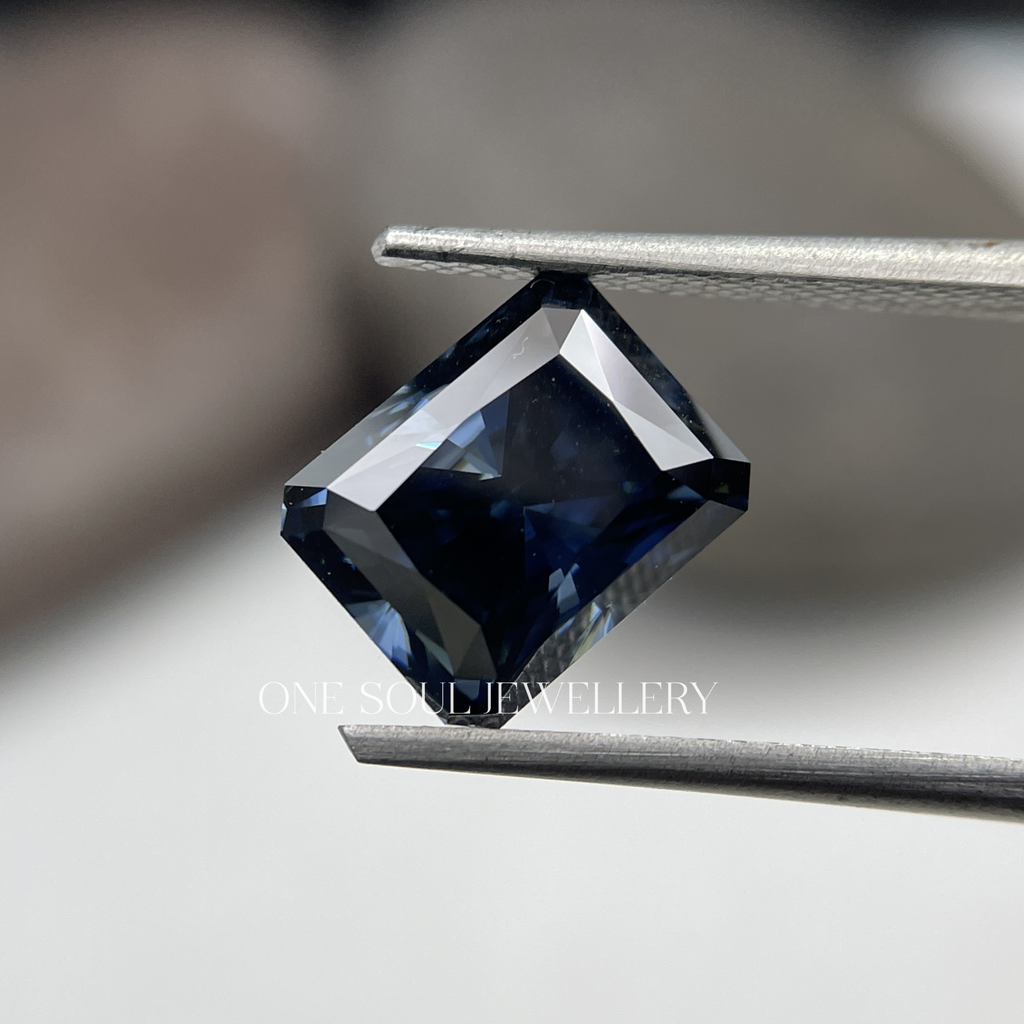Dark Blue Radiant Moissanite Gemstone. Brilliant Cut Blue Moissanite Gemstone. Sapphire Like Moissanite Gemstone. for Engagement Ring