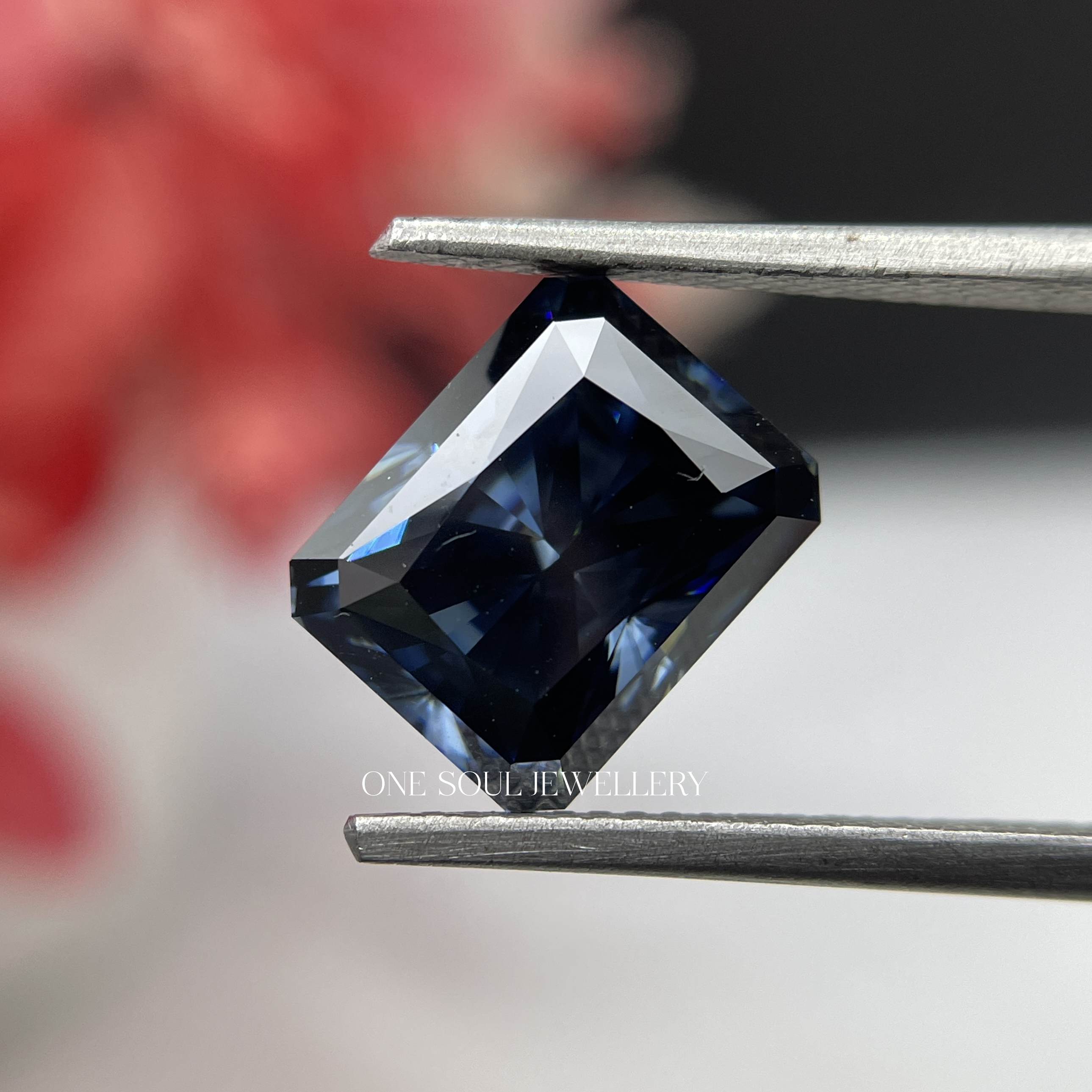 Dark Blue Radiant Moissanite Gemstone. Brilliant Cut Blue Moissanite Gemstone. Sapphire Like Moissanite Gemstone. for Engagement Ring