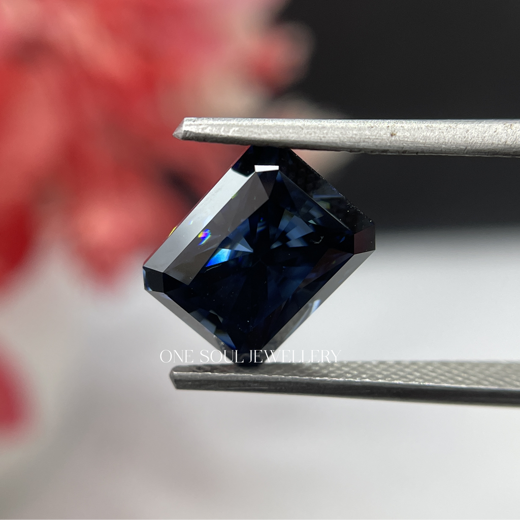 Dark Blue Radiant Moissanite Gemstone. Brilliant Cut Blue Moissanite Gemstone. Sapphire Like Moissanite Gemstone. for Engagement Ring
