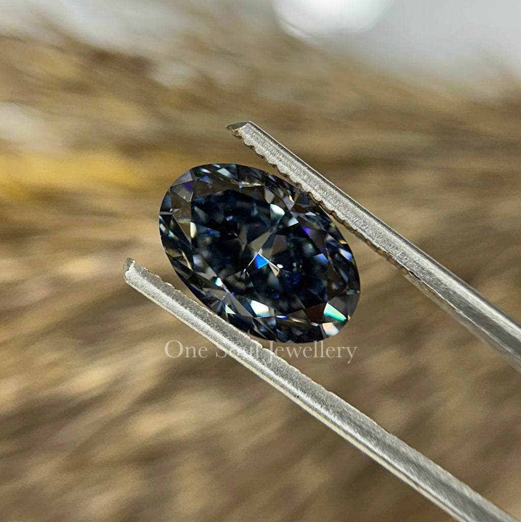 Dark Grey Oval Cut Loose Moissanite, Oval Engagement Ring, Handcrafted Moissanite for Solid Gold Jewelry, Moissanite Collection Gift for Her