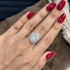 Oval Cut Lab Diamond Engagement Ring, Big Oval Cut Halo Wedding Ring, IGI Certified, Halo Split Shank Ring, White Gold Proposal Ring